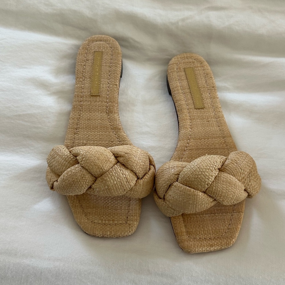 Loeffler Randall - Natural Joanna Straw Braided Band Flat Sandal